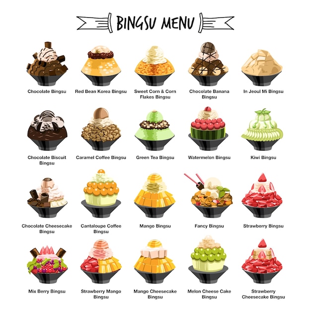 Bingsu vector set colección diseño gráfico