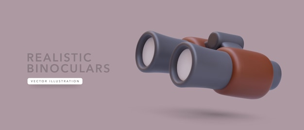 Binocular realista 3d con sombra aislada en el fondo ilustración vectorial