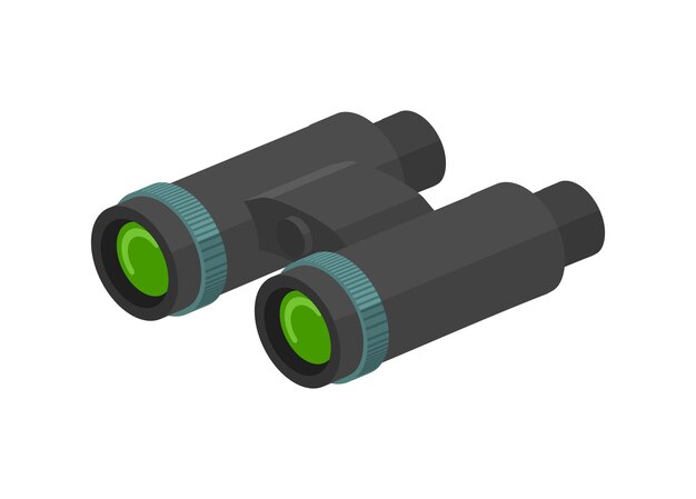 Binocular en vista isométrica Ilustración plana sencilla