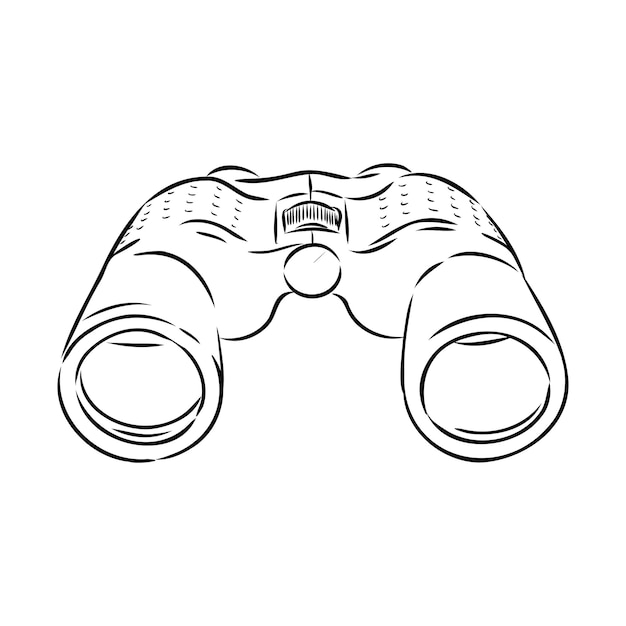 Binoculares aislado sobre fondo blanco ilustración vectorial de un estilo de boceto