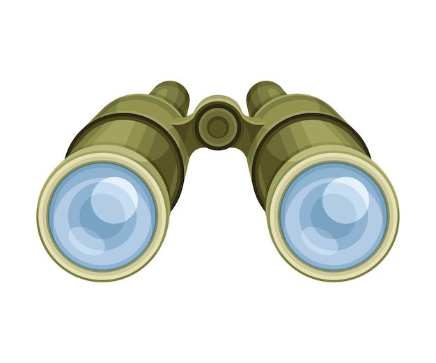 Binoculares con lentes transparentes de vidrio Ilustración vectorial del instrumento óptico