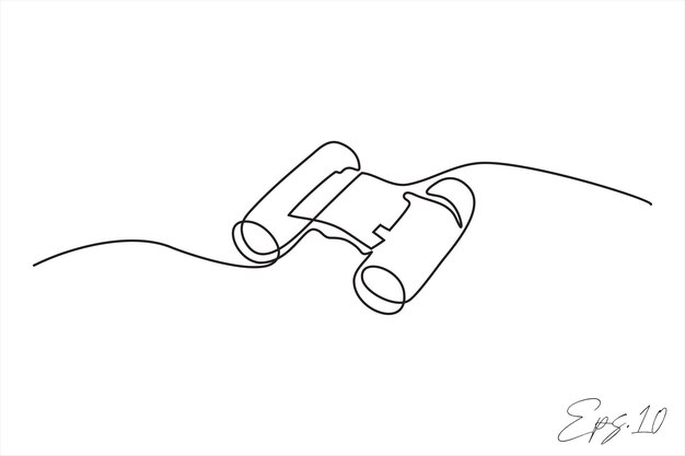 binoculares línea continua ilustración vectorial