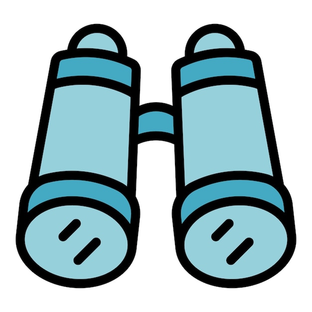 Los binoculares de salvavidas del icono delinean el vector de ayuda del océano El color de la chaqueta de agua es plano