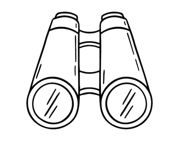 Binoculares turísticos dispositivo de visión óptica dibujado a mano icono contorno dibujando línea de binoculares