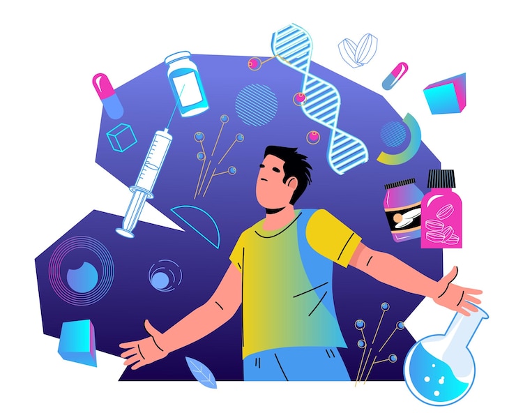 Vector biohacking concepto sanitario de mejorar el funcionamiento del vector corporal