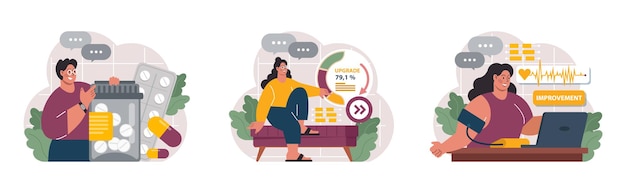Biohacking establece ingeniería de salud y mejora con sistemas de monitoreo modernos que complementan cambios en la dieta y el estilo de vida Bienestar biológico humano y mantenimiento de la juventud ilustración vectorial plana