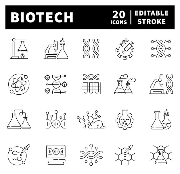 Biotech vector icons collection