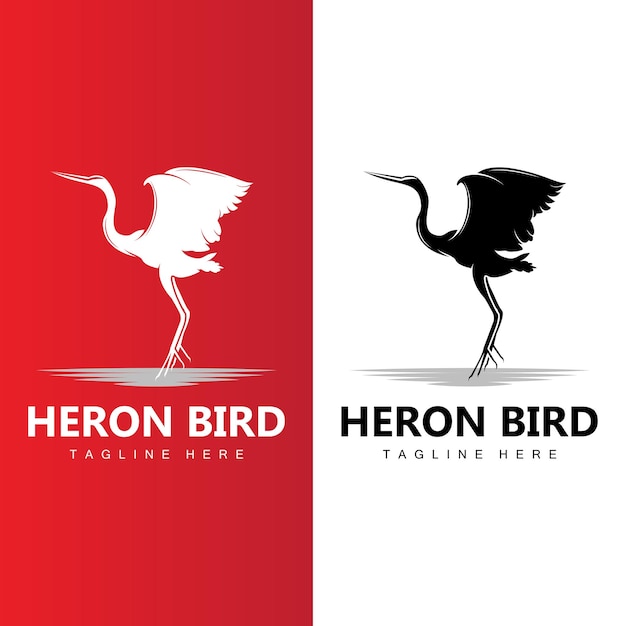 Bird Heron Stork Logo Design Birds Heron Flying On The River Vector Producto Marca Ilustración