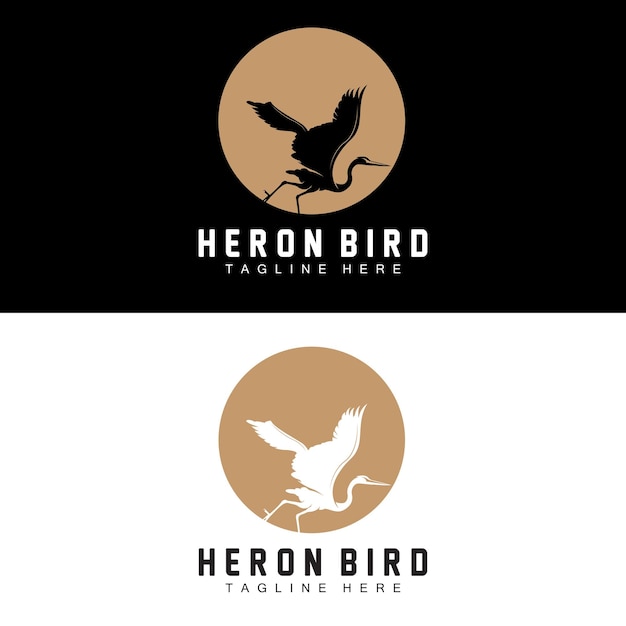 Bird Heron Stork Logo Design Birds Heron Flying On The River Vector Producto Marca Ilustración