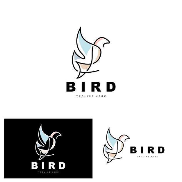 Bird Logo Bird Wings Vector Diseño minimalista para la marca del producto Plantilla Icono Ilustración