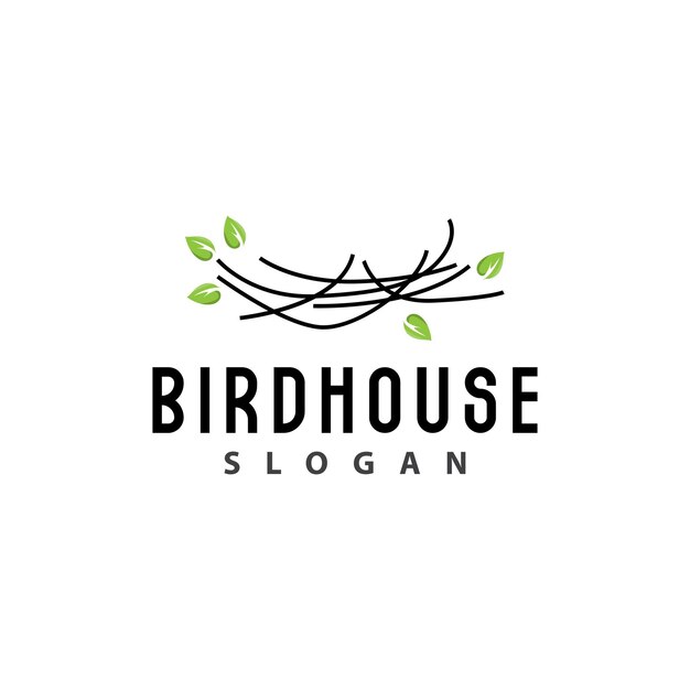 Bird Nest Logo Bird House Shelter Vector Diseño de línea moderna Estilo minimalista Símbolo Plantilla Icono