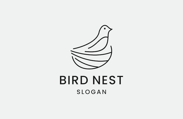 Bird Nest logo diseño vector plantilla diseño línea arte icono