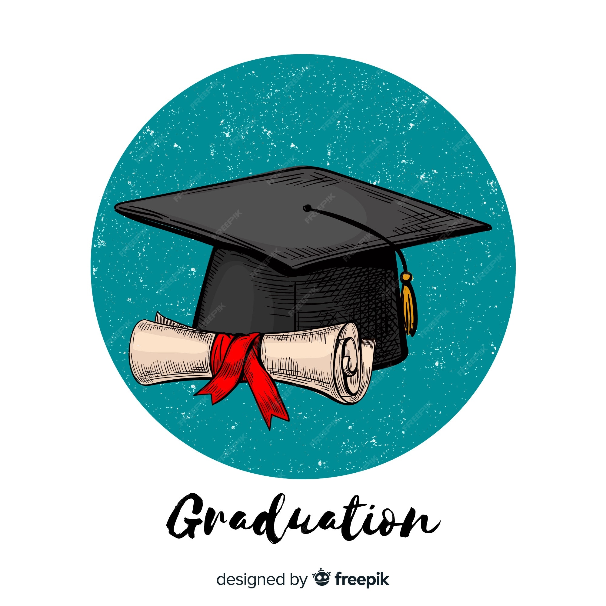 Birrete de graduación y diploma dibujado a mano | Vector Premium