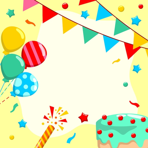 Birthday template background Hand drawn flat design