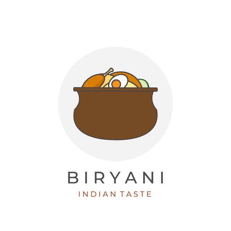 Biryani Arroz Comida India Vector Ilustración Logotipo