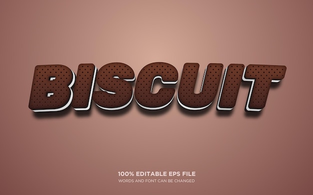 Biscoito ofrece efecto de estilo de texto editable en 3d