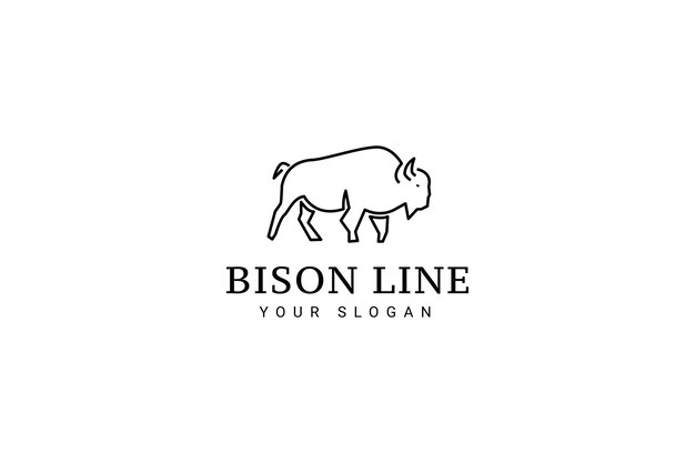 Bison Bull Buffalo Angus Silhouette Steak Diseño de logotipo retro vintage