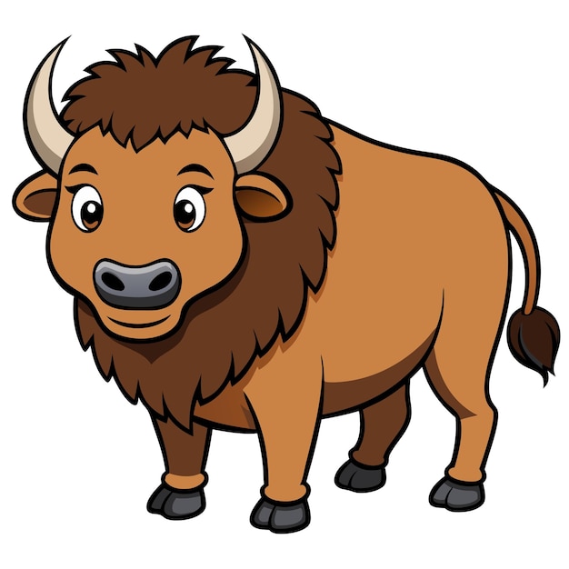 un bisonte marrón con cuernos largos tiene una cara marrón