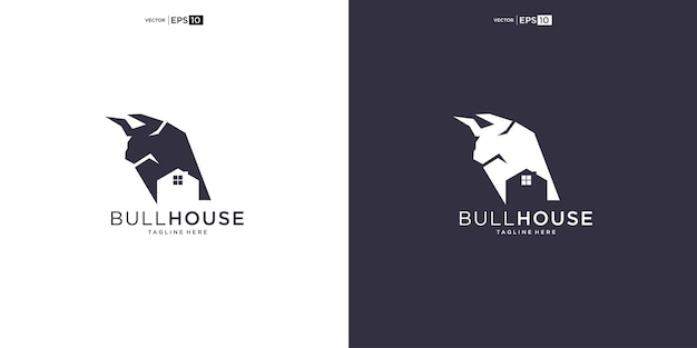 bisonte toro de búfalo con ilustración de la silueta del icono del diseño del logotipo de la casa
