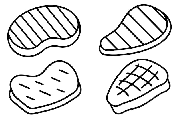 bistec a la parrilla Line Art Refinado Minimalista y Colección Moderna