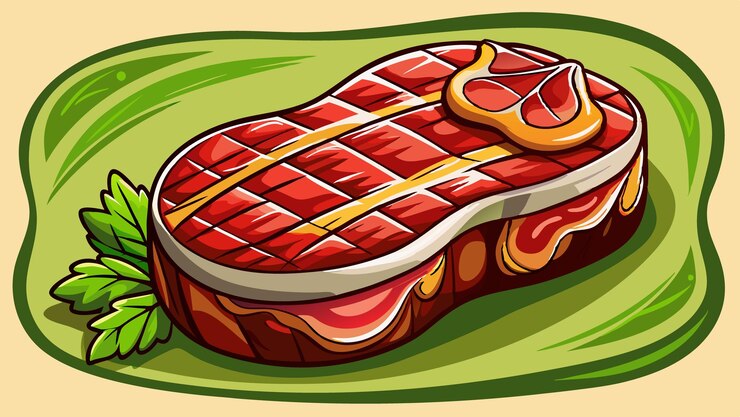 Vector bistecs de carne a la parrilla con especias