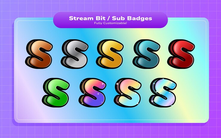 Vector bit de flujo colorido y insignias sub con diseño en s