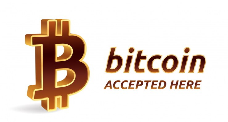 Vector bitcoin aceptado aquí, banner. criptomoneda