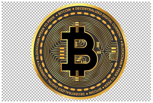 Bitcoin cryptocurrency vector bitcoin símbolo aislado sobre fondo transparente crypto realista