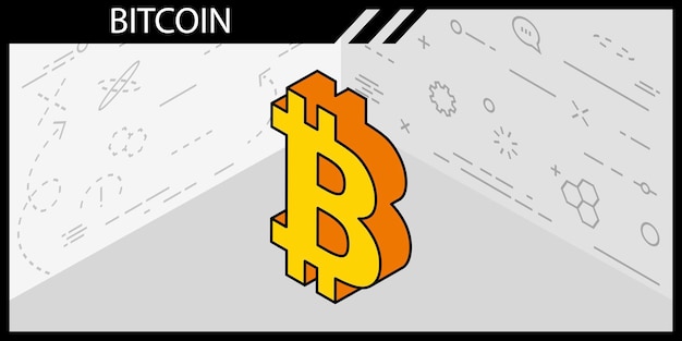 Bitcoin diseño isométrico icono Vector web ilustración 3d colorido concepto