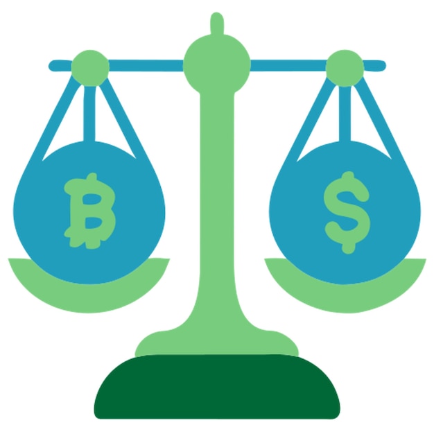 bitcoin y dólar en una escala criptomoneda concepto de crecimiento del valor del vector ilustración icono coloreado