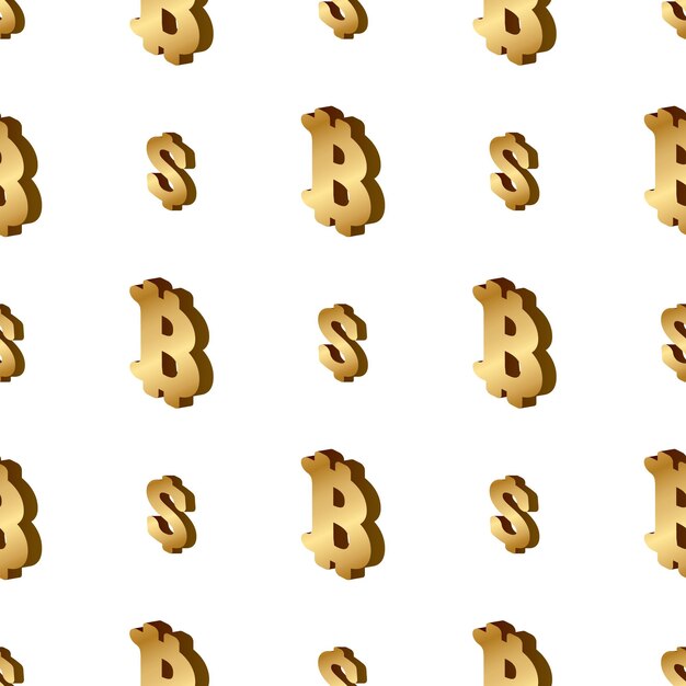 Bitcoin y dólar icono de patrones sin fisuras metálico vector de la imagen