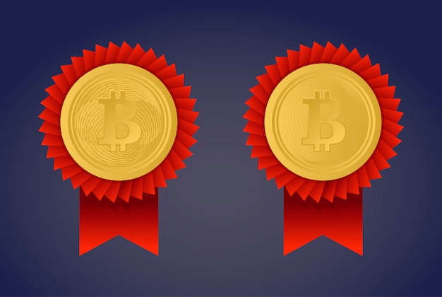 Bitcoin es de oro. Monedas sobre un fondo violeta