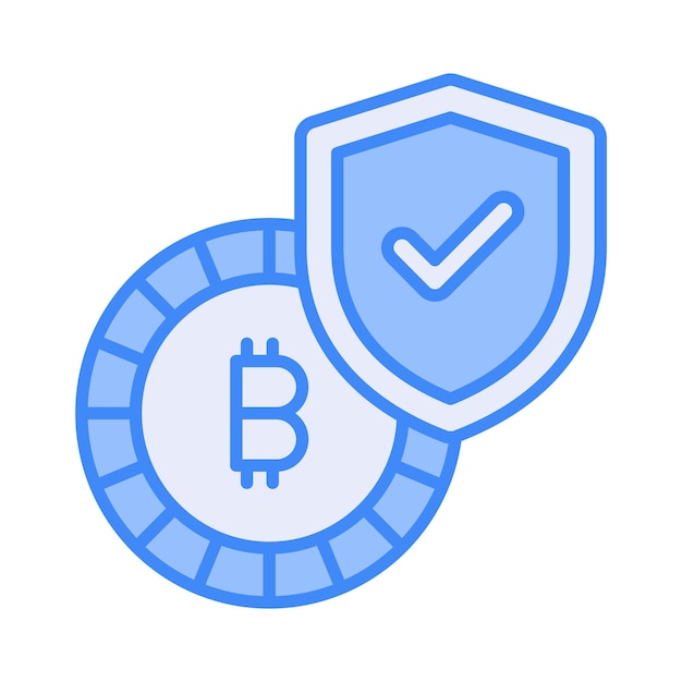 Bitcoin con escudo de protección concepto vector de la seguridad de Bitcoin