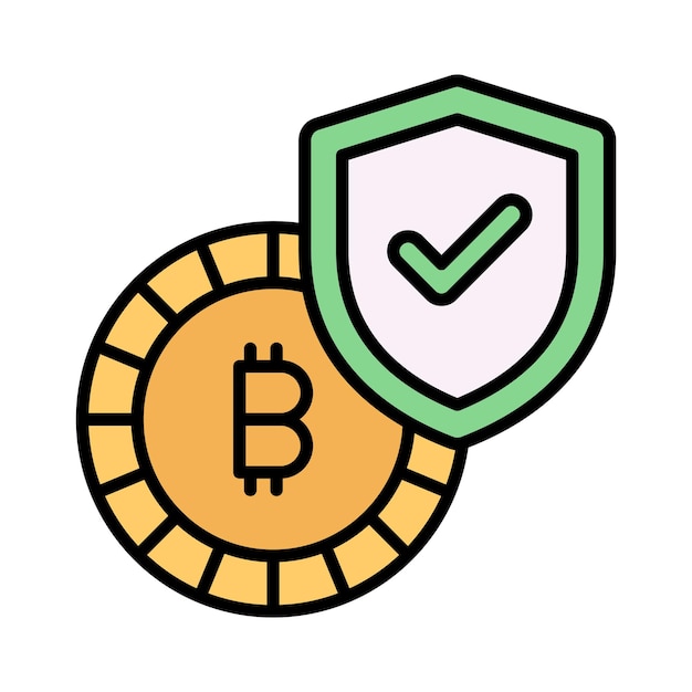 Bitcoin con escudo de protección concepto vector de la seguridad de Bitcoin