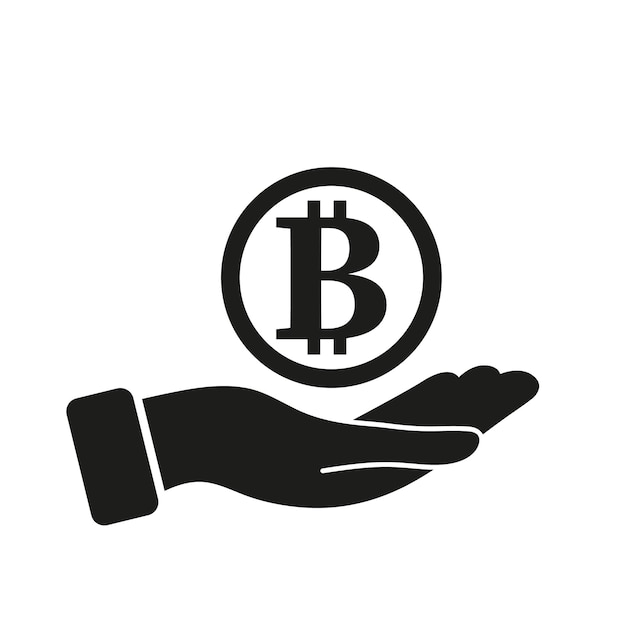 Bitcoin en icono de vector de mano