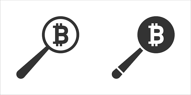 Bitcoin bajo lupa Concepto de exploración de Bitcoin Ilustración vectorial