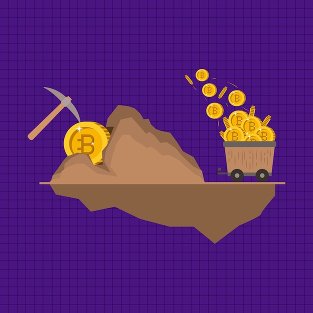 Bitcoin mining set icons