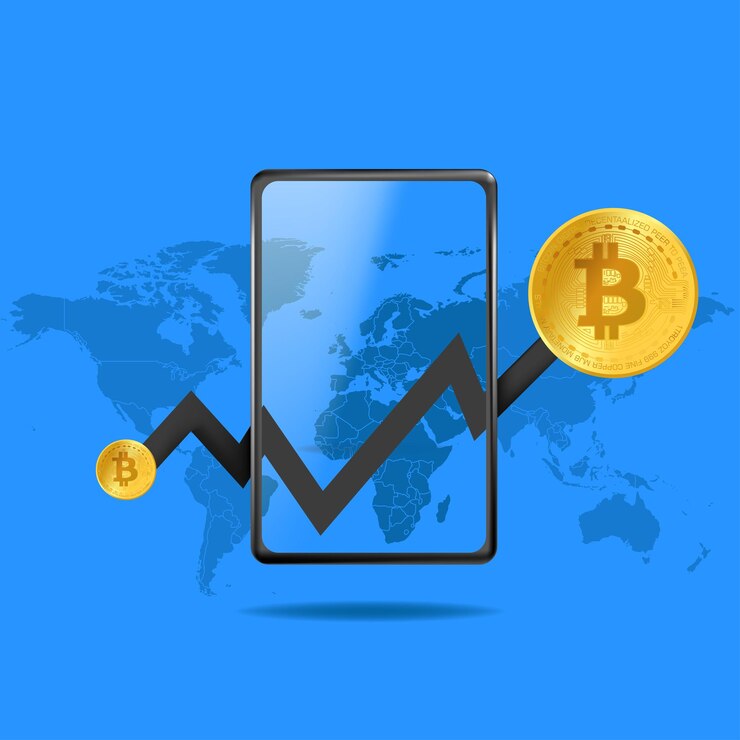 Vector bitcoin moneda blockchain tecnología bitcoin monedas cryptocurrency finanzas