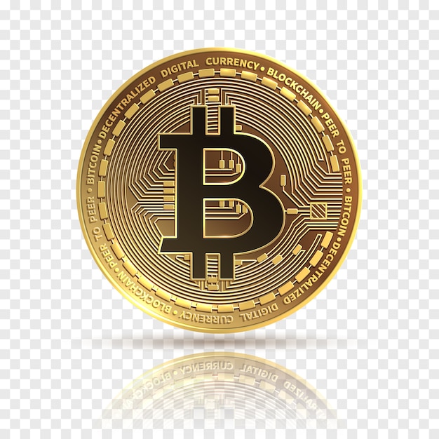 Vector bitcoin. moneda de criptomoneda de oro. símbolo de dinero de finanzas electrónicas. icono aislado de blockchain bitcoin.