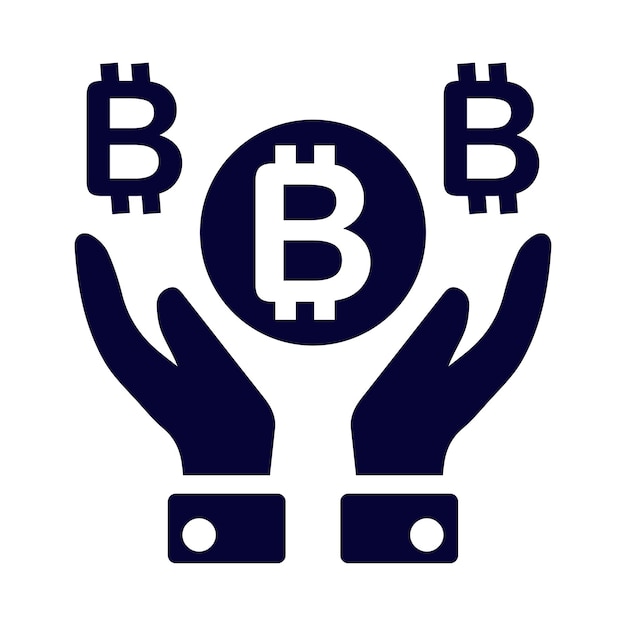 Bitcoin moneda digital de la mano Bitcoin fondo criptomoneda en el icono de la mano