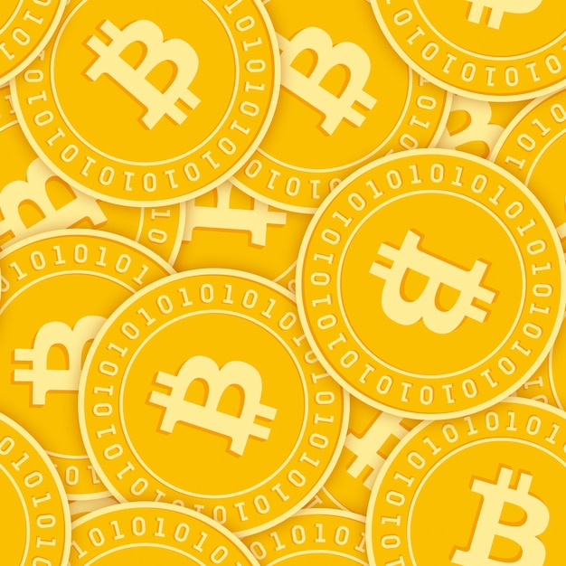 Bitcoin, monedas de internet monedas de patrones sin fisuras. Espléndidas monedas BTC dispersas. Gran victoria o éxito
