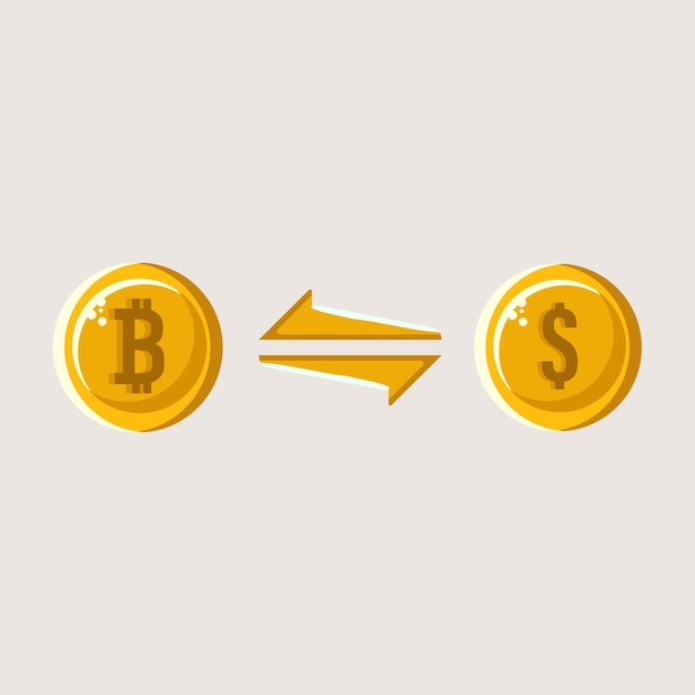 Bitcoin to Dollar Exchange icons vector illustration