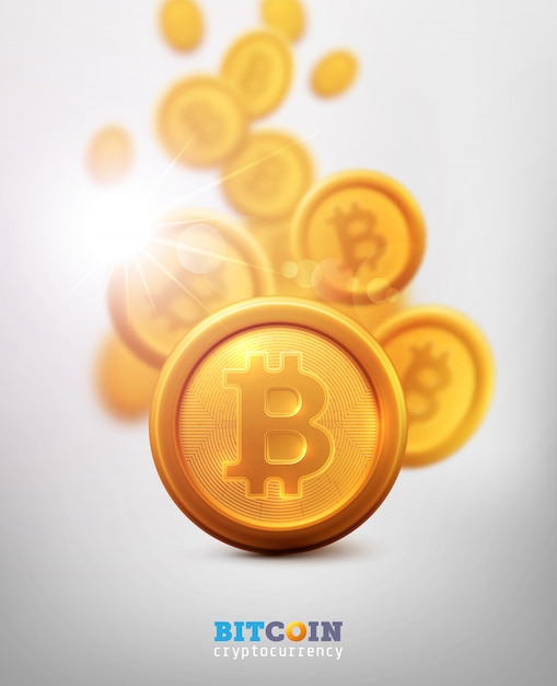 Bitcoins y nuevo concepto de dinero virtual. Moneda de oro con letra de icono B. Tecnología de minería o blockchain para criptomonedas
