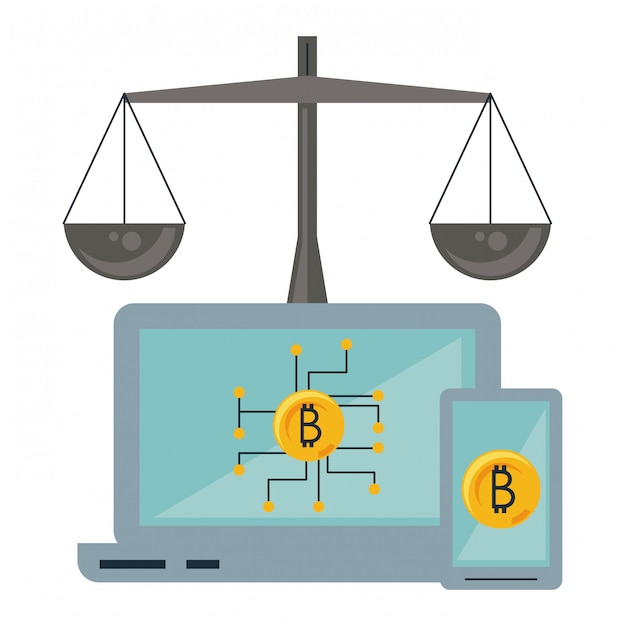 Bitcoins en smartphone y laptop