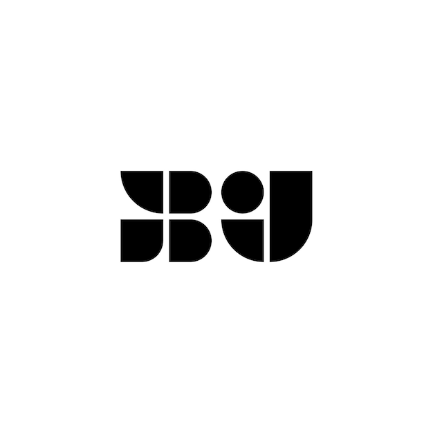 BJ Monogram Logo Design letra texto nombre símbolo monocromo logotipo alfabeto carácter simple logo
