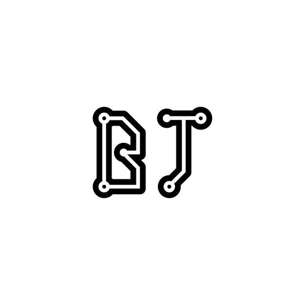 BJ Monogram Logo Design letra texto nombre símbolo monocromo logotipo alfabeto carácter simple logo