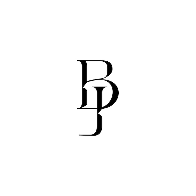 BJ Monogram Logo Design letra texto nombre símbolo monocromo logotipo alfabeto carácter simple logo