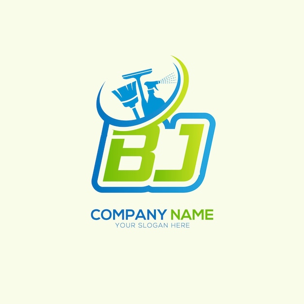 BJ o JB Letra local Logo del vector de limpieza Vector del logotipo del servicio de limpiaje