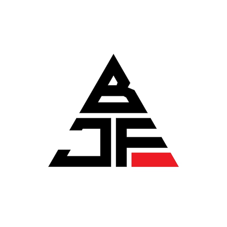 Vector bjf triángulo diseño de la letra del logotipo con forma de triángulo bjf diseño del logotipo del triángulo monograma bjf modelo de logotipo vectorial del triangle con color rojo bjf logotipo triangular sencillo elegante y lujoso logotipo