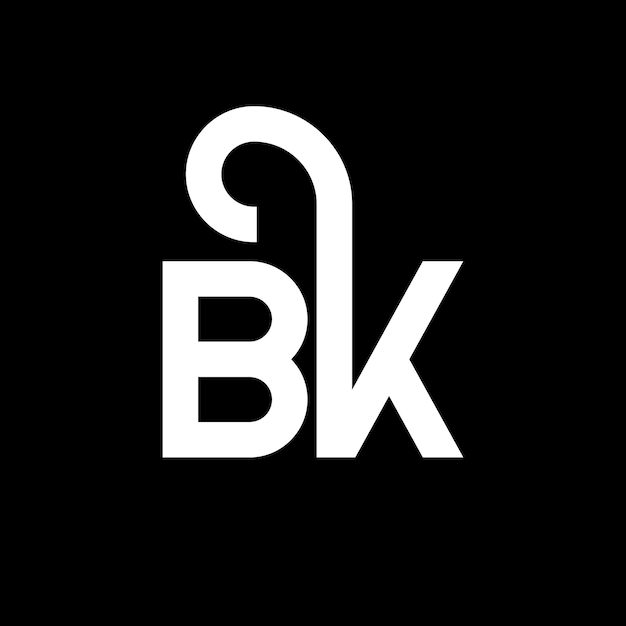 BK diseño de letra de logotipo en fondo negro BK iniciales creativas concepto de letra logotipo bk diseño de letra BK diseño en letra blanca en fondo negro bk bk logotipo